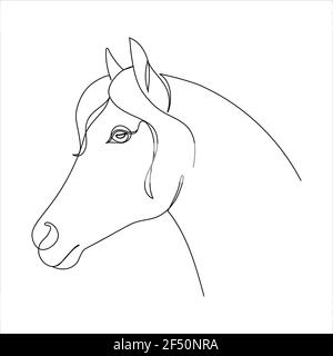 Portrait dans un art moderne à une ligne d'un cheval. Illustration de Vecteur