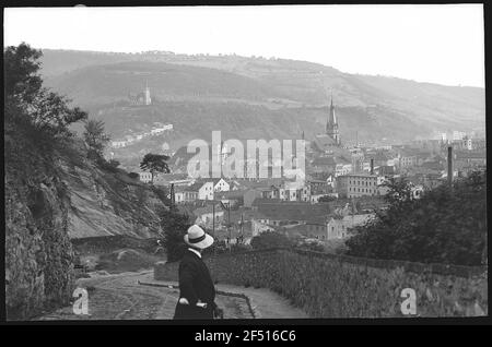 Aussig. Vue de Marienberg à la vieille ville et au Ferdinandshehe Banque D'Images