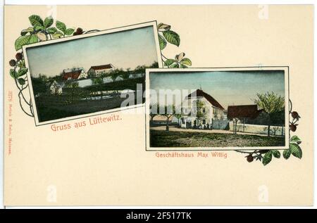 Dorfansicht, Maison commerciale Max Wittig Lüttewitz. Dorfansicht, Maison commerciale Max Wittig Banque D'Images