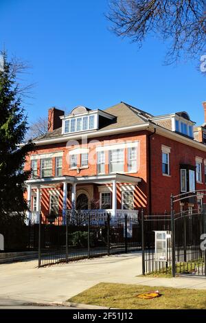 Chicago, Illinois, États-Unis. La maison de l'ancien président Barack Obama à Chicago. Banque D'Images