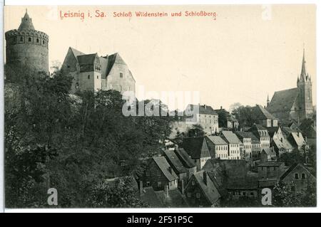 Fermeture de Mildenstein et Schloßberg Leisnig. Schloss Wildenstein et Schlossberg Banque D'Images