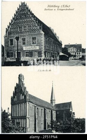 Monastère église et hôtel de ville Mühlberg. Monastère église et hôtel de ville Banque D'Images