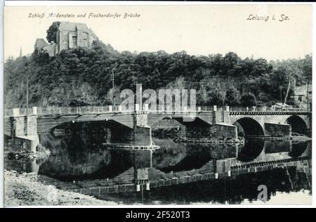 Fermeture de Mildenstein et du pont Fishendorfer Leisnig. Château de Mildenstein et pont Fishendorfer Banque D'Images