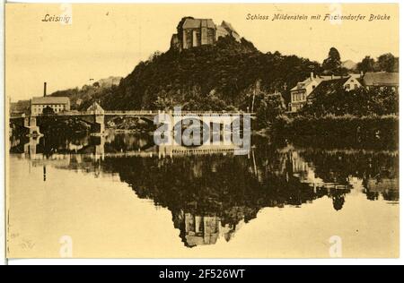 Fermeture de Mildenstein et du pont Fishendorfer Leisnig. Château de Mildenstein et pont Fishendorfer Banque D'Images