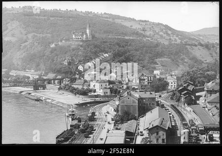 Aussig. Vue du Marienberg sur l'embouchure de la Bílina jusqu'au Ferdinandshöhe Banque D'Images