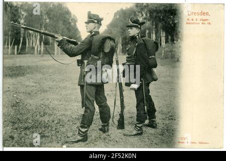 2. Royal Saxon Hunter Batallion No. 13 - Target exercice Dresden. K. S. 2e bataillon Hunter no.13, exercice de but Banque D'Images