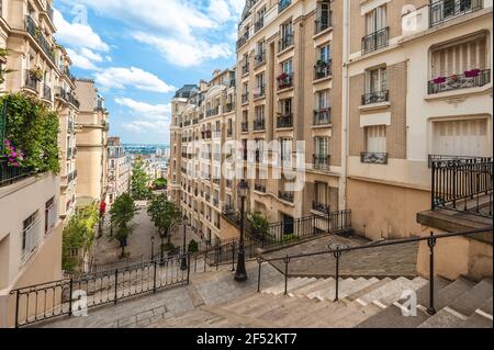 Les escaliers de la rue Foyatier à montmartre, paris, france Banque D'Images