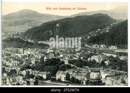 Vue de Quaderberg à Tetschen Titschen. Vue depuis Quaderberg jusqu'au mur du berger Banque D'Images