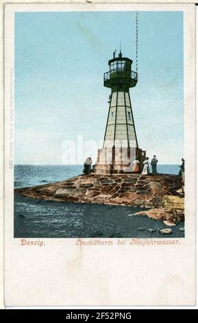 Phare de Neufahrwasser Gdansk. Phare (1893) avec Neufahrwasser Banque D'Images