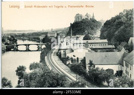 Fermé Mildenstein, Tragnitz, pont Fishdorfer Leisnig. Château de Mildenstein, Tragnitz, Pont Fishdorfer Banque D'Images