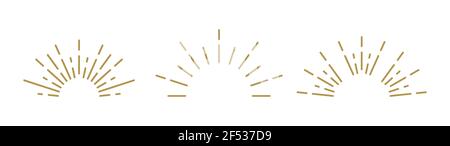 Ensemble de cadres Golden Light rays. Arrière-plan éclat brillant. Étincelle rayonnante. Illustration vectorielle. Arrière-plan de l'ensoleillement par rayons du soleil. Illustration de Vecteur