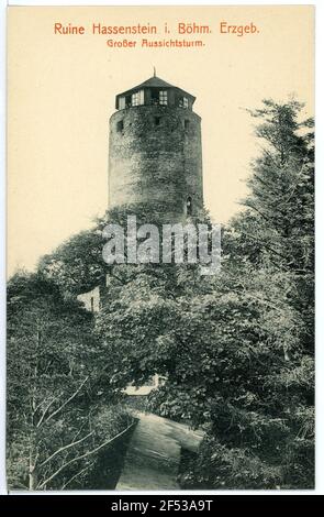 Ruine, grande tour d'observation Hassenstein. Ruine, grande tour d'observation Banque D'Images
