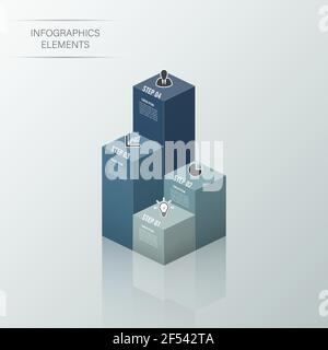 Bandeau des options de style 3d des statistiques d'entreprise modernes. Vector. Peut être utilisé pour la mise en page du flux de travail, le diagramme, les options de numérotation, les options d'augmentation, la conception Web, inf Illustration de Vecteur