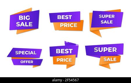 Jeu d'étiquettes vectorielles modernes pour la promotion. Collection de bannières et de balises de commerce électronique. Illustration vectorielle Illustration de Vecteur