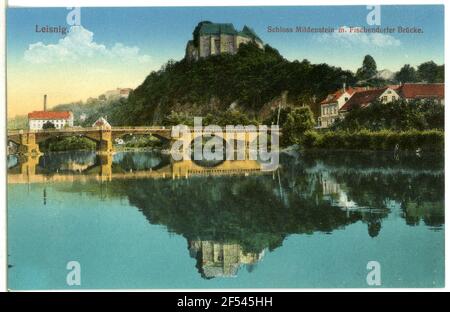 Fermeture de Mildenstein et du pont Fishendorfer Leisnig. Château de Mildenstein et pont Fishendorfer Banque D'Images