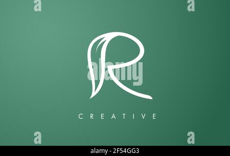 Élégante lettre R logo feuille avec Outline Monogram style plat et minimaliste Vector Letter Icon Illustration. Illustration de Vecteur