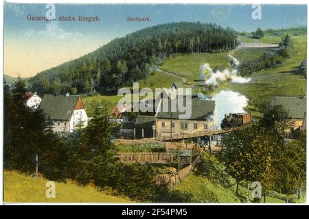 Ortsansicht avec parc de la ville et chemin de fer Geising. Ortsansicht avec parc de la ville et chemin de fer Banque D'Images