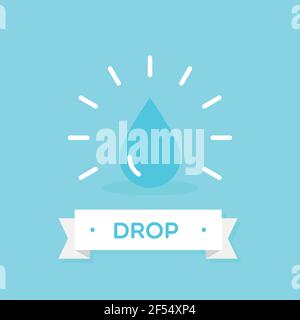 Goutte d'eau avec ruban. Illustration vectorielle, conception plate Illustration de Vecteur