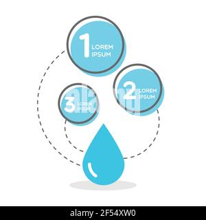 Infographies de gouttes minimales. Concept de l'eau. Illustration vectorielle, conception plate Illustration de Vecteur
