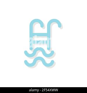 Icône de ladder de piscine. Couleur bleue. Illustration vectorielle, conception plate Illustration de Vecteur