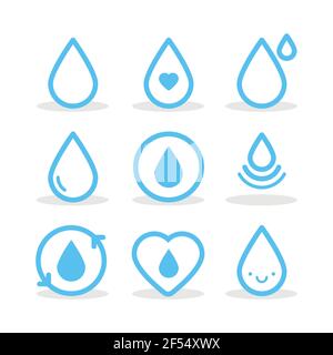 Réglage : gouttes d'eau. Illustration vectorielle, conception plate Illustration de Vecteur