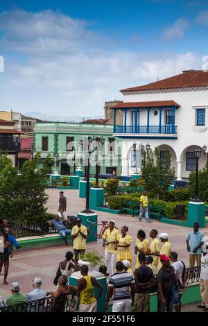 Cuba, Province de Santiago de Cuba, Santiago de Cuba, le Parque Cespedes (place principale de la ville) Banque D'Images