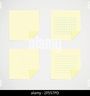 Ensemble : notes adhésives jaunes. Illustration vectorielle, conception plate Illustration de Vecteur
