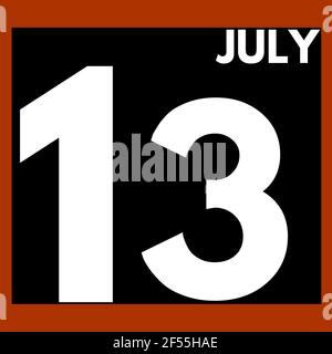Juillet 13 . Moderne icône de calendrier quotidien .date, jour, mois .calendrier pour le mois de juillet Banque D'Images