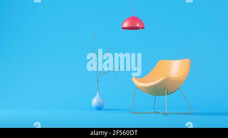 Rendu tridimensionnel de la lumière brillant sur un fauteuil vide Banque D'Images