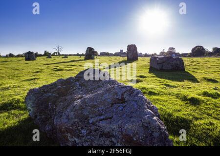 Stanton Drew Stone Circle (cercle de pierres de la deuxième plus grande en Grande-Bretagne) datant de 3000-2000BC près de Stanton Drew, Somerset UK Banque D'Images