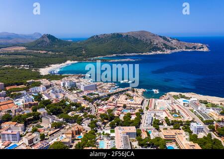 Espagne, Majorque, Cala Ratjada, vue aérienne de la baie de Cala Gat Banque D'Images