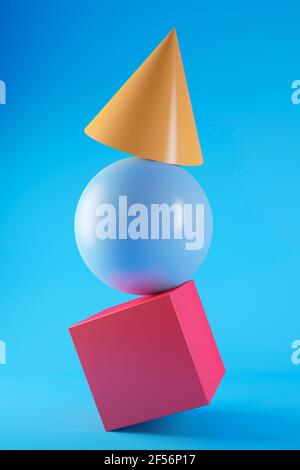 Rendu tridimensionnel de formes géométriques colorées Banque D'Images