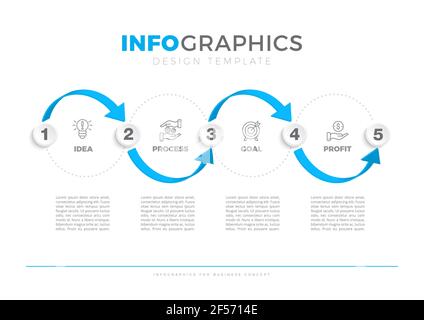 Conception graphique avec 5 options ou étapes. Infographies pour le concept d'entreprise. Illustration de Vecteur