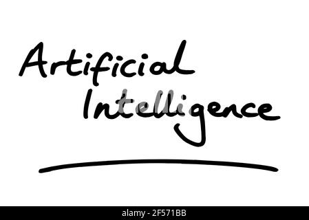 Intelligence artificielle, manuscrite sur fond blanc. Banque D'Images