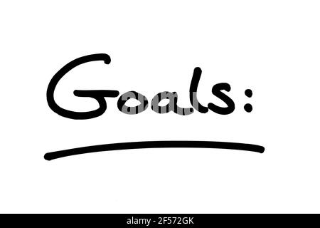En-tête des objectifs, manuscrit sur fond blanc. Banque D'Images