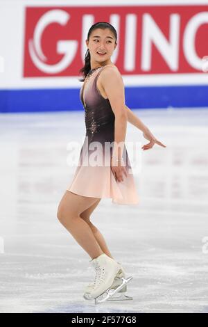 Kaori SAKAMOTO JPN, pendant le programme Ladies Short aux Championnats du monde de patinage artistique 2021 de l'UIP à Ericsson Globe, le 24 mars 2021 à Stockholm, Suède. Credit: Raniero Corbelletti/AFLO/Alay Live News Banque D'Images