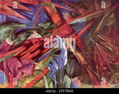 Œuvre d'art Franz Marc intitulée le destin des animaux. Il décrit le point de vue de Klee sur la relation entre l'homme et la nature. Banque D'Images