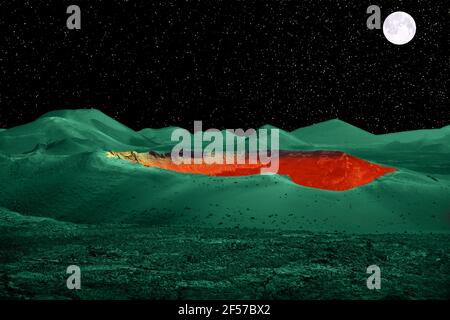 Ce monde volcanique fantastique est basé sur le paysage volcanique de Lanzarote (îles Canaries). Banque D'Images