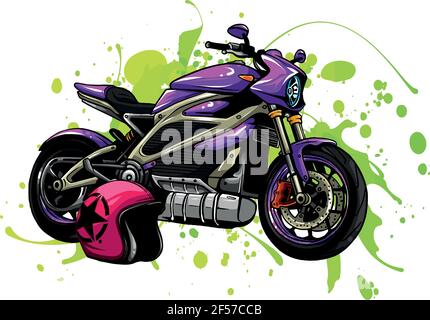 Silhouette noire de moto rose avec helme Illustration de Vecteur