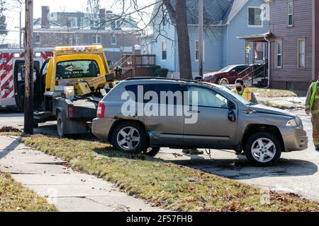 Accident de la route, retournement, Saginaw, MI, États-Unis, Par James D Coppinger/Dembinsky photo Assoc Banque D'Images