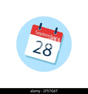 Calendrier quotidien blanc icône septembre dans un style Flat Design. Illustration de vecteur isolé facile à éditer. Illustration de Vecteur
