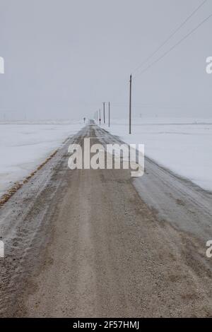 Rural Indiana Road, Winter, Indiana USA, par James D Coppinger/Dembinsky photo Assoc Banque D'Images