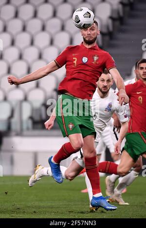 Reggio Emilia, Italie. 24 mars 2021. Domingos Duarte du Portugal en action pendant la coupe du monde de la FIFA, Qatar 2022 qualification football match entre le Portugal et l'Azerbaïdjan au stade Juventus de Turin (Italie), 24 mars 2021. Photo Federico Tardito/Insidefoto Credit: Insidefoto srl/Alay Live News Banque D'Images