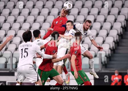 Reggio Emilia, Italie. 24 mars 2021. Tête de Cristiano Ronaldo du Portugal lors de la coupe du monde de la FIFA, Qatar 2022 qualification football match entre le Portugal et l'Azerbaïdjan au stade Juventus de Turin (Italie), 24 mars 2021. Photo Federico Tardito/Insidefoto Credit: Insidefoto srl/Alay Live News Banque D'Images