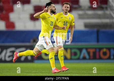 BOEDAPEST, HONGRIE - MARS 24: Célébrez Andrei Ciobanu de Roumanie U21 lors du match de l'UEFA des moins de 21 Euro du groupe de championnat entre les pays-Bas U21 et la Roumanie U21 au stade Bozsik le 24 mars 2021 à Boedelberg, Hongrie (photo de Gerrit van Keulen/Orange Pictures)*** Légende locale *** Andrei Ciobanu Banque D'Images