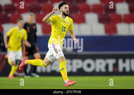 BOEDAPEST, HONGRIE - MARS 24: Célébrez Andrei Ciobanu de Roumanie U21 lors de l'UEFA à moins de 21 Euro Championnat du Groupe Stage entre les pays-Bas Banque D'Images