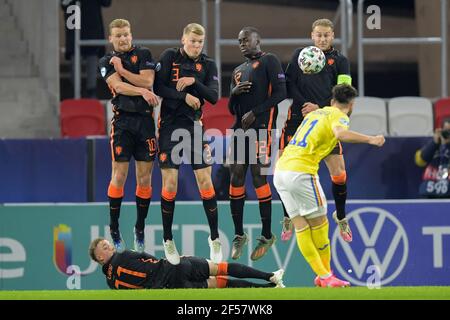 BOEDAPEST, HONGRIE - MARS 24: Andrei Ciobanu de Roumanie U21 pendant l'UEFA à moins de 21 Euro Championnat du Groupe Stage entre les pays-Bas U21 et Banque D'Images