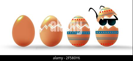 Œufs amusants isolés sur fond blanc Banque D'Images