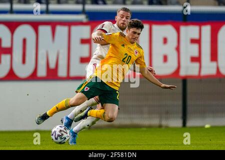 LOUVAIN, BELGIQUE - MARS 24 : Toby Alderweireld de Belgique et Daniel James du pays de Galles lors de la coupe du monde de la FIFA 2022 Qatar qualificateur match entre Belgiu Banque D'Images