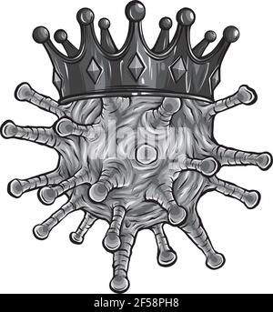 Conception de coronavirus dans un style de dessin animé avec couronne Illustration de Vecteur